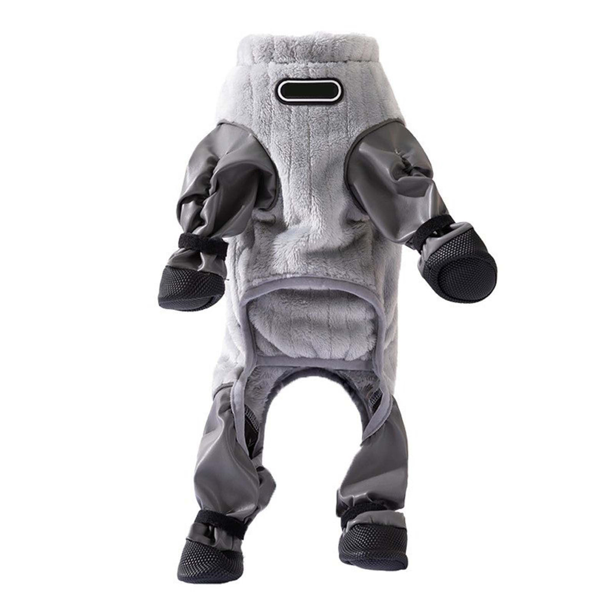 Dog Winter Coat, Waterproof Insulated Quilted Full Body Suit with Attached Boots for Small Medium Dogs, Reflective Outdoor Walking Snow Outfit (Grey, L)