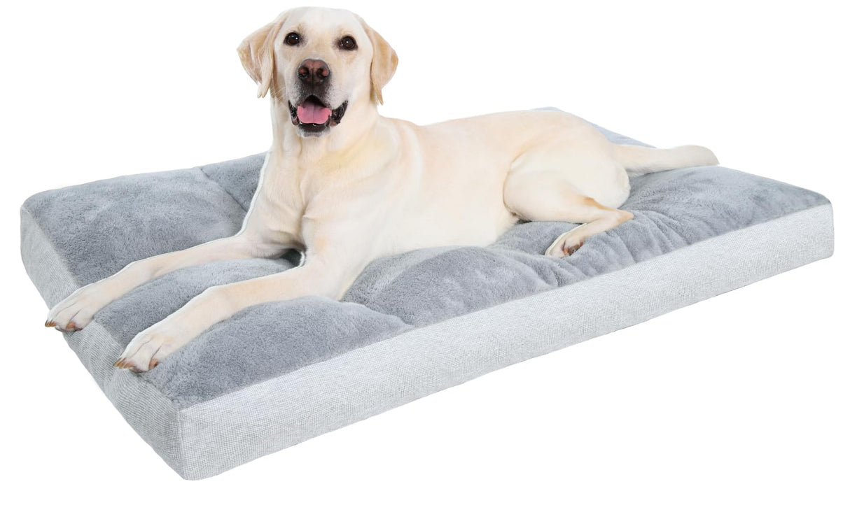 NUPIDA Washable Dog Bed for Extra Large Dogs, XXL Crate Bed Plush Pet Kennel Pad with Non-Slip Bottom, Pet Sleeping Mat, 47x29 Inch, Light Gray