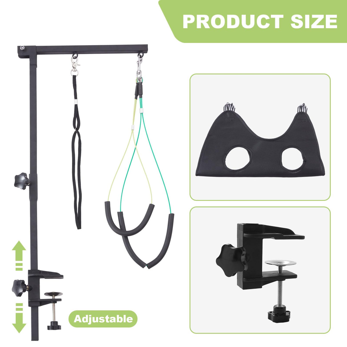 ZPVP Dog Grooming Arm with Hammock 35" Adjustable Dog Grooming Or Stand with Anti-Slip Metal Clamp No-Sit Haunch Holders for Small/Medium Pets Cat(Grooming Table Not Included)