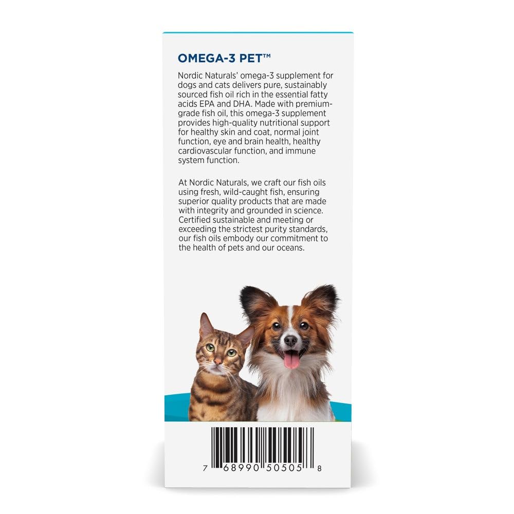 Nordic Naturals Omega-3 Pet, Unflavored - 2 oz - 294 mg Omega-3 Per One mL - Fish Oil for Small Dogs & Cats with EPA & DHA - Promotes Heart, Skin, Coat, & Immune Health