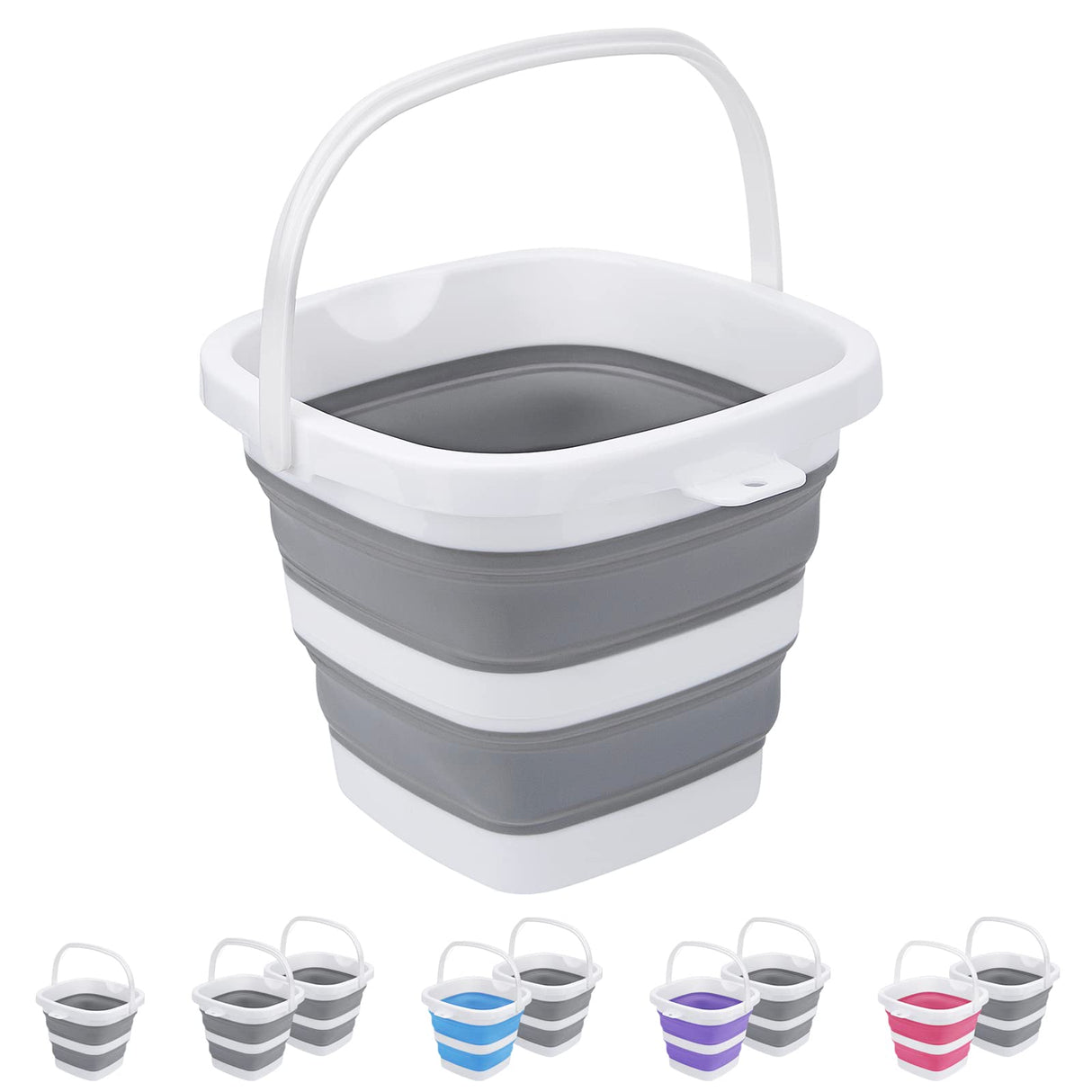 Collapsible Bucket, 5L 1.3Gallon Small Cleaning Mop Buckets for Household Outdoor Car Washing Tub Plastic Foldable Portable Camping Beach Sand Water Pot Pail Space Saving Square