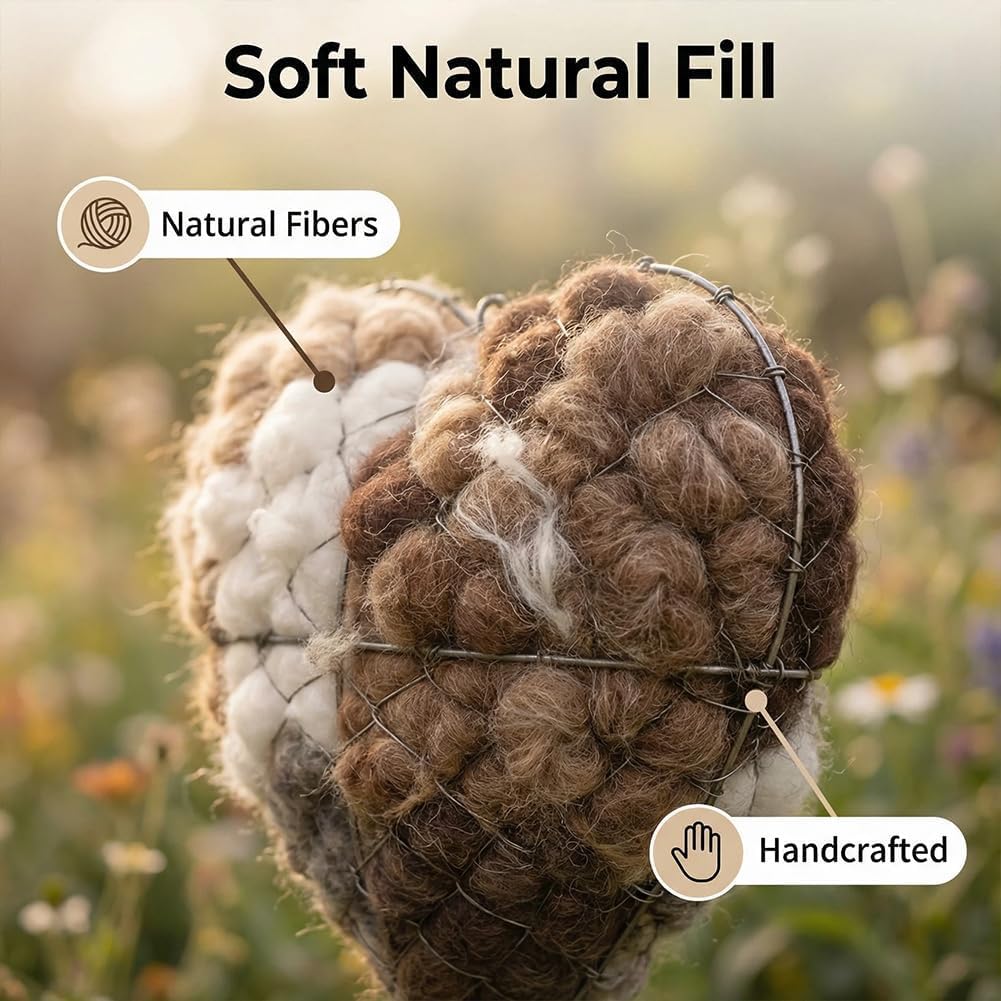 Handmade Alpaca Fiber Bird Nest Heart - Natural Nesting Material, Winter Nesting Material for Wild Birds and Hummingbirds | Garden Decoration, a Gift for Bird Lovers.