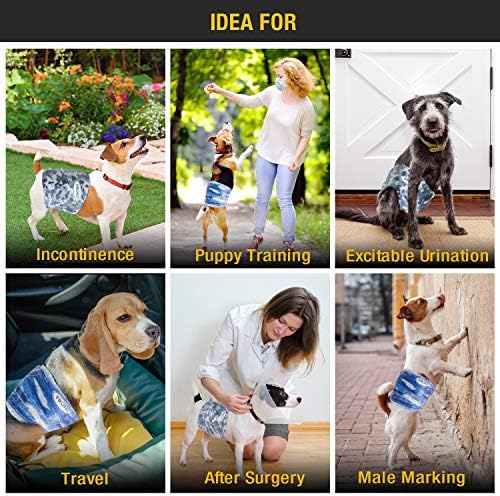 Dono Dog Diapers Male Disposable Male Dog Wraps, 24 Count Wider Doggie Puppy Diapers Male Belly Bands, Super Absorbent, Leak-Proof Fit, Excitable Urination, Incontinence, S