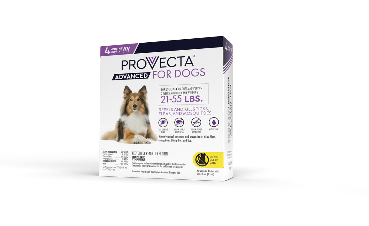 Provecta® Advanced for Large Dogs (21–55 lbs) Flea and Tick Topical Treatment, 4-Month Supply