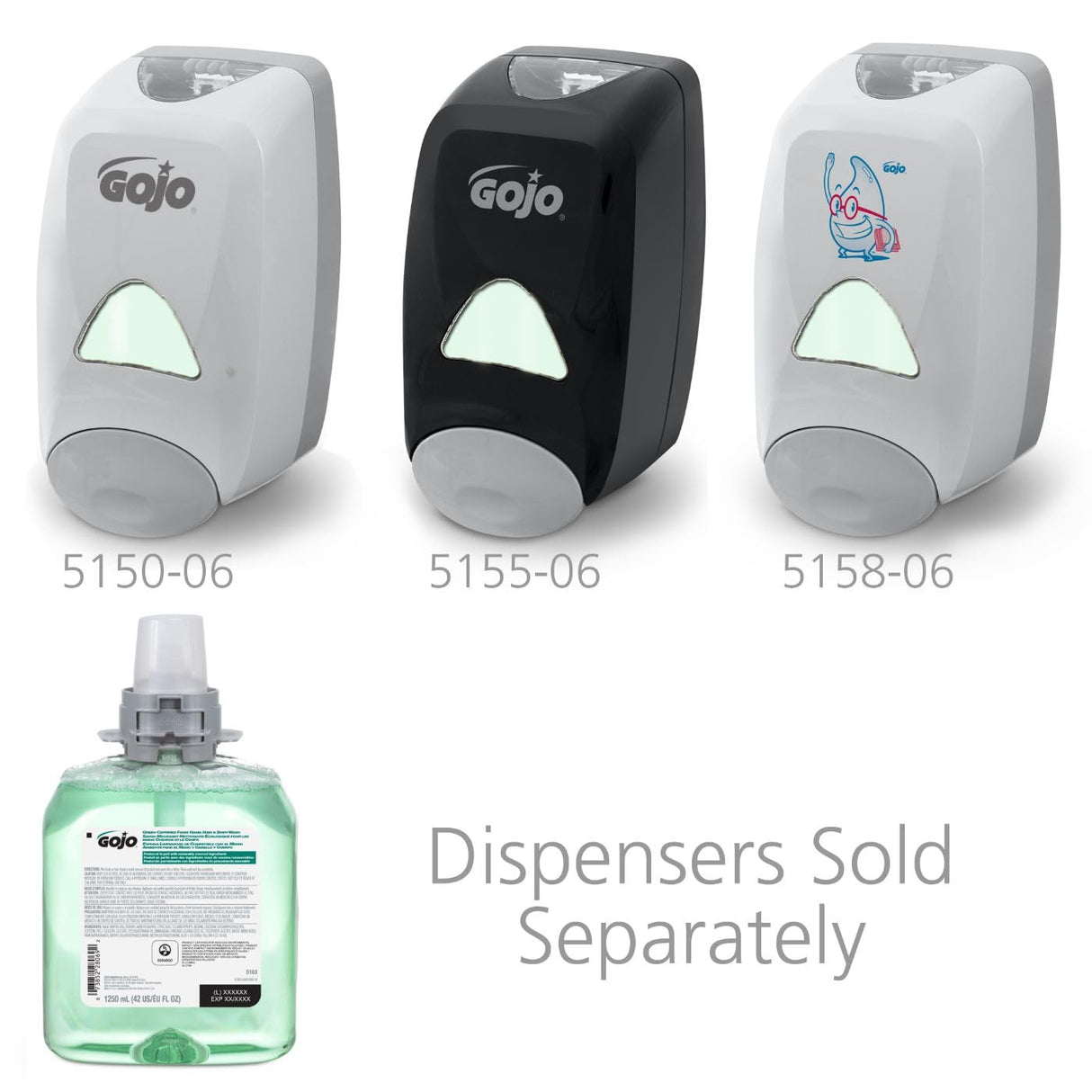 Gojo Green Certified Foam Hand, Hair & Body Wash, Cucumber Melon Scent, 1250 mL Refill FMX-12 Push-Style Dispenser (Pack of 4) - 5163-04