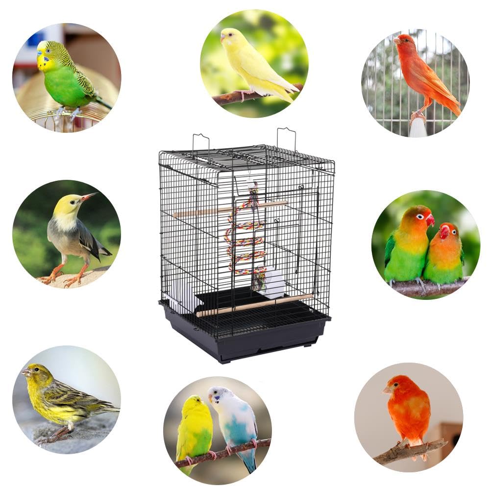 Yaheetech Open Play Top Travel Bird Cage for Conure Sun Parakeet Green Cheek Conure Lovebird Budgie Finch Canary, Small-Size Travel Portable