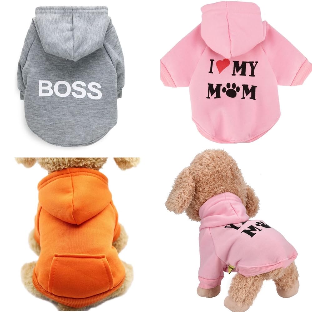 Clopon 3Pcs Dog Hoodie for Dogs Sweater Dog Clothes for Small Dogs Sweatshirt Puppy Coat Hood Clothing Winter Warm Cat Custume XS
