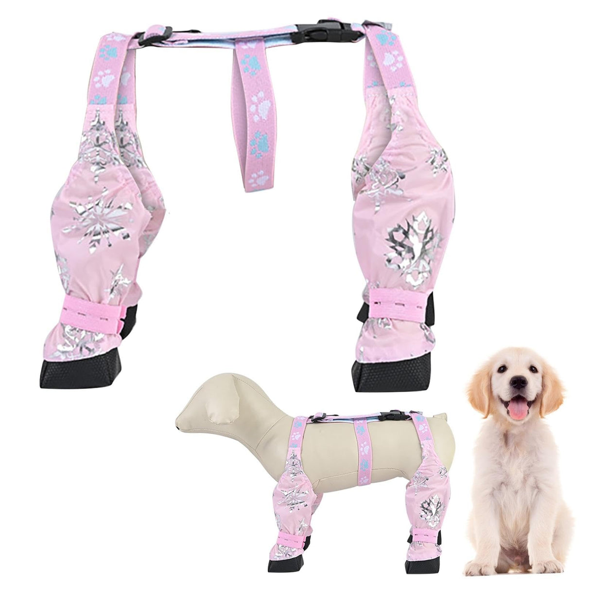 Paw Dog Boot Leggings, Dog Shoes, Dog Suspender Boots, Dirty Proof Dog Boot Leggings, Dog Paw Boot Leggings, Dog Boots with Suspenders for Outdoor Walking (Light Pink, XL)