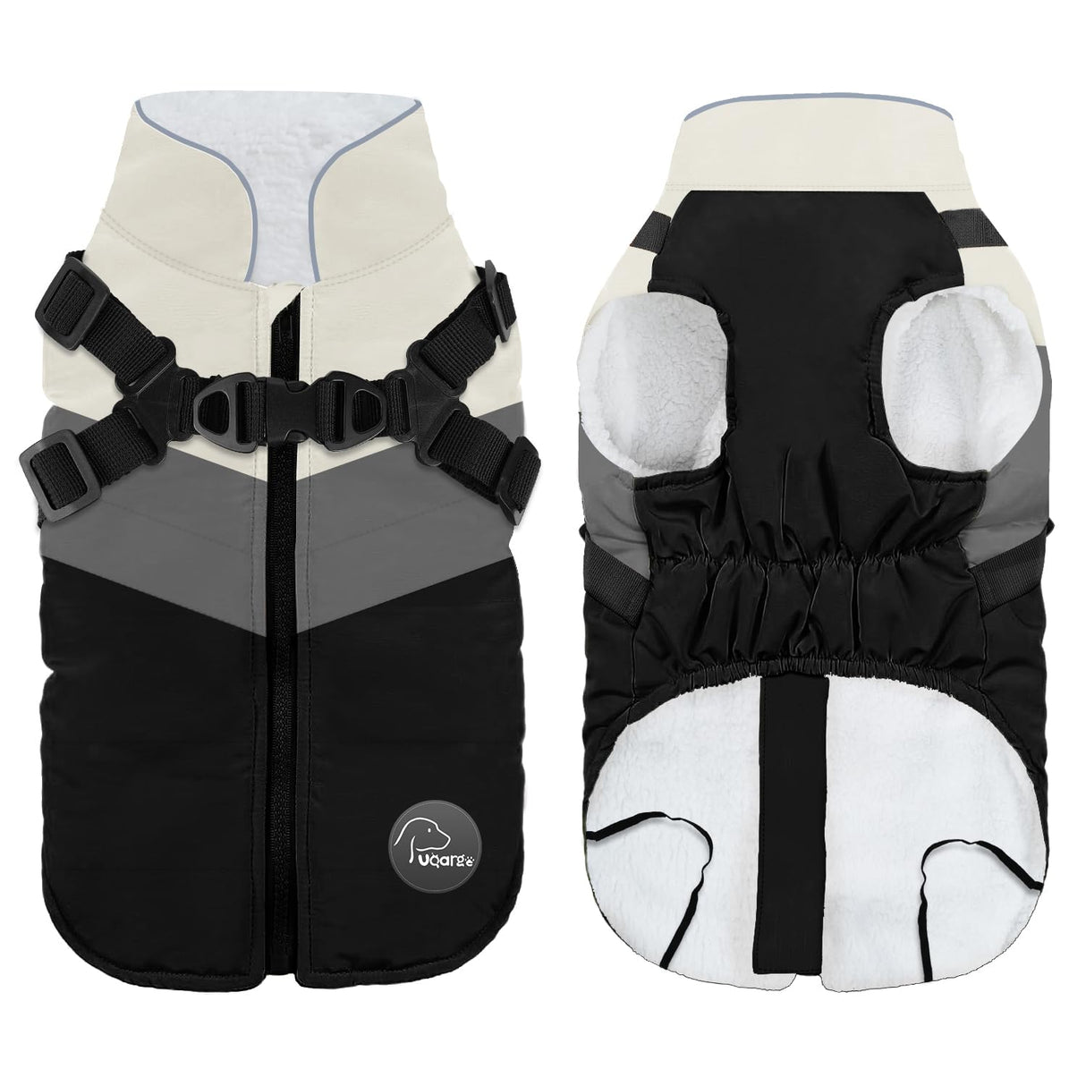 ANNICOO Warm Dog Winter Coat,Waterproof Dog Jacket with Built-in Harnes (Black, XL)
