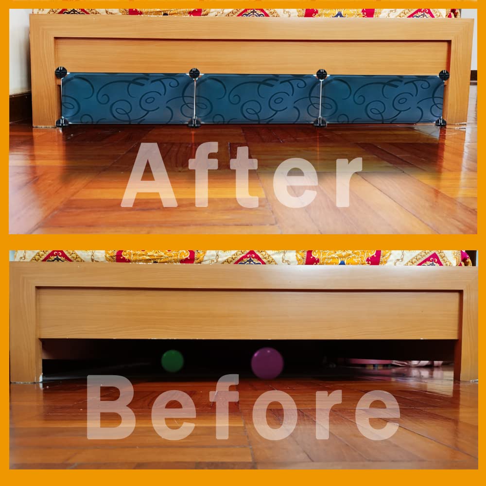 QIYIHOME Under Bed Blocker for Pets, Gap Bumper for Under Bed, Stop Things Going Under Bed or Sofa Couch, Toys Blocker for Cats Dogs, Easy to Install, Total 7" Height 78.5" Length, Black
