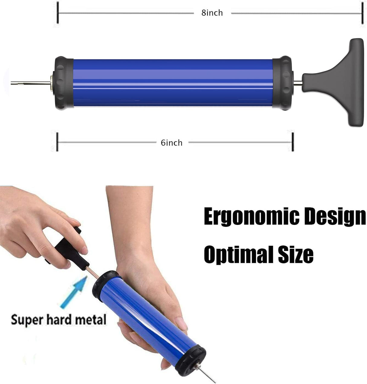 HDNNC Portable Ball Pump, Air Pump, Hand Pump Inflator Kit with 4 Needles 2 Nozzle 1 Extension Hose for Basketball Football Volleyball Soccer - Blue