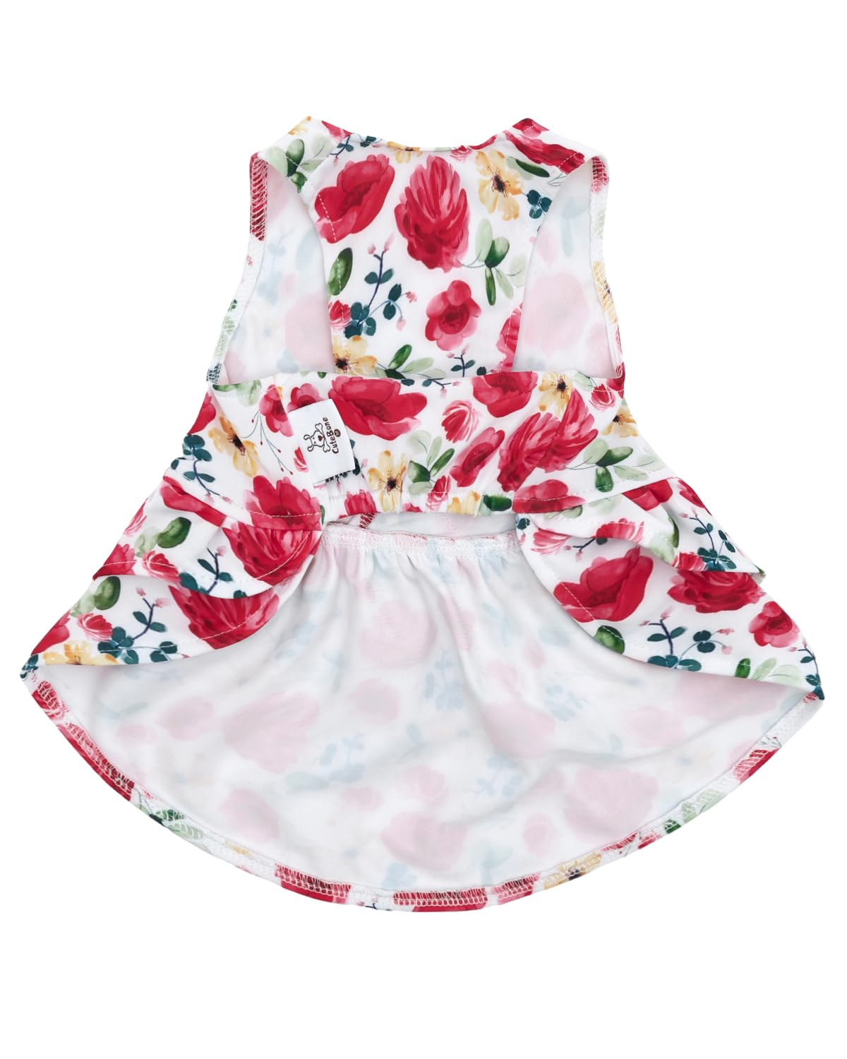 CuteBone UPF50+ Dog Dresses for Small Dogs, Summer Sleeveless Deep V-Back Pet Dress with Big Bow, Breathable Swimwear Fabric, Cooling Stretchy Puppy Clothes for Outdoor Wedding Party Beach DV02L