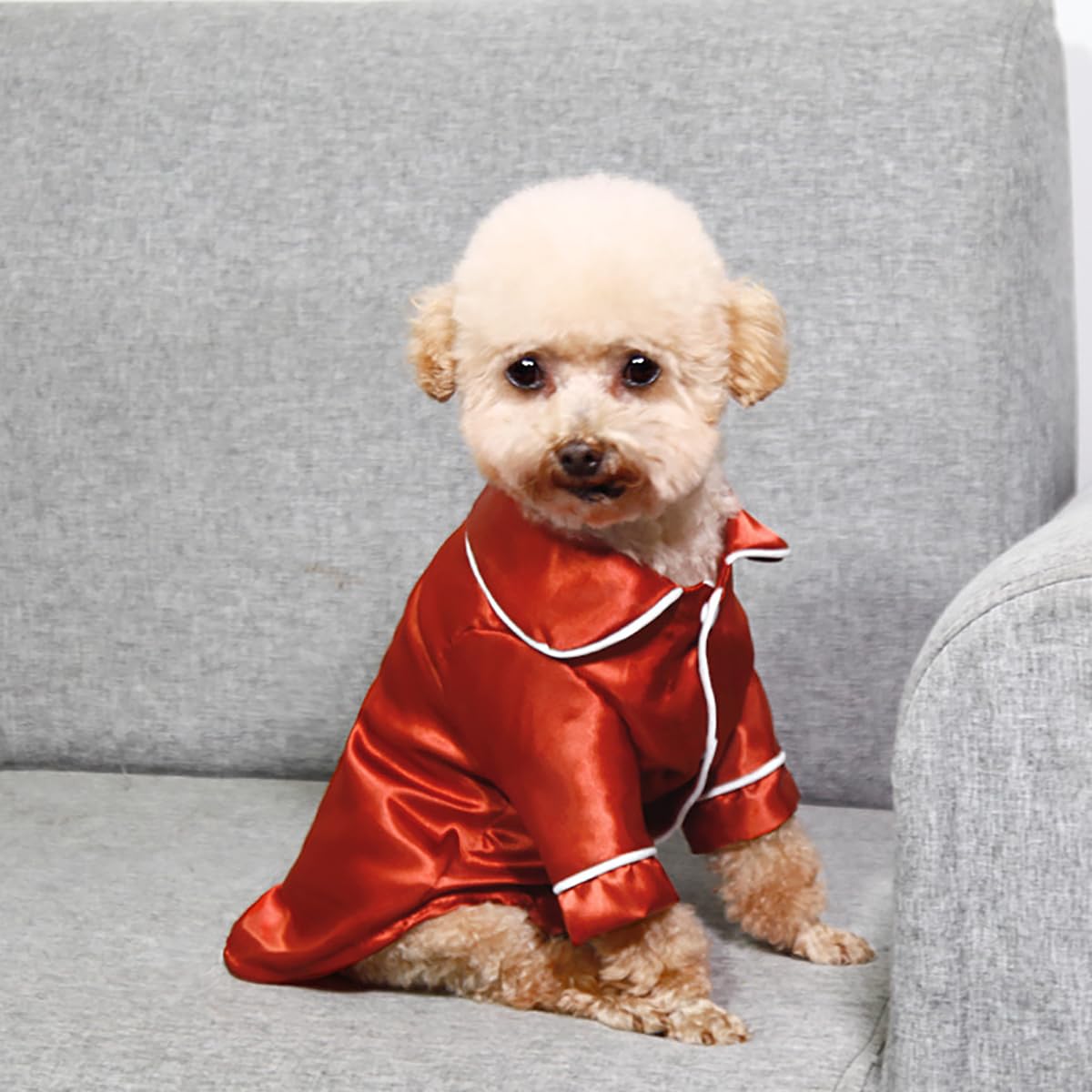 Dog Silk Pajamas for Small Medium Large Dogs Cats Soft Silk Lapel Pet Sleepwear Shirts Chihuahua Bulldog Yorkie Pjs Loungewear Clothes Dog Cat Comfortable Breathable Two-Legged Outfit