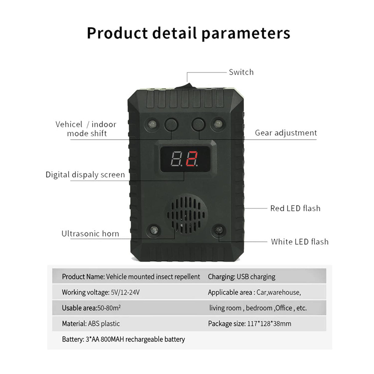 Under Hood Animal Repeller, Rodent Repellent Ultrasonic, Battery Operated, Rat Deterrent, Keep Mice Away from Car, with Ultrasounds and LED Strobe Lights, Vehicle Pest Control, Rodent Defense