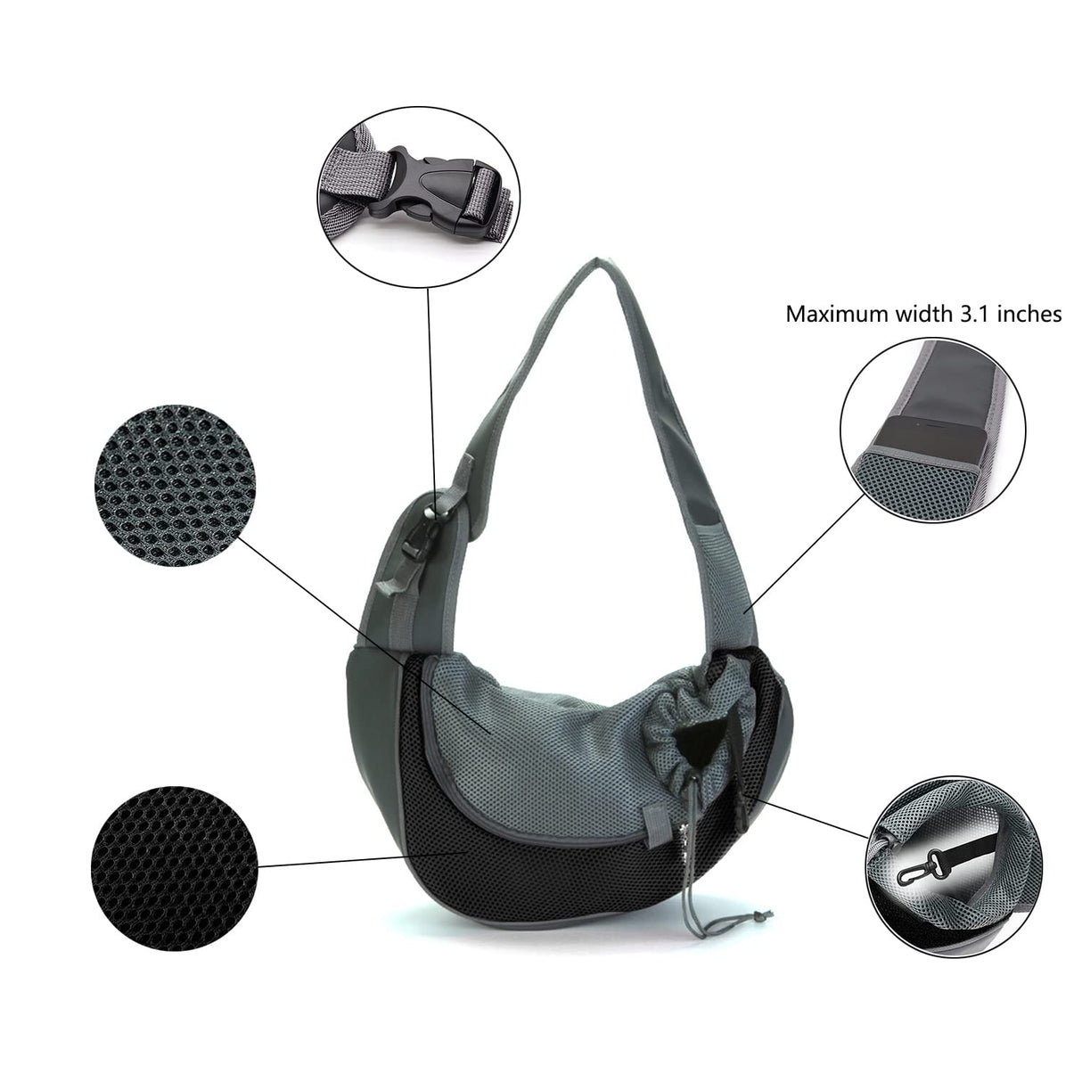 Kucehiup Pet Sling Carrier for Small Dogs Cats Breathable Mesh Travelling Hands-Free Puppy Backpack(Fits Approximately 3 lbs to 6 lb Pets)(Black)