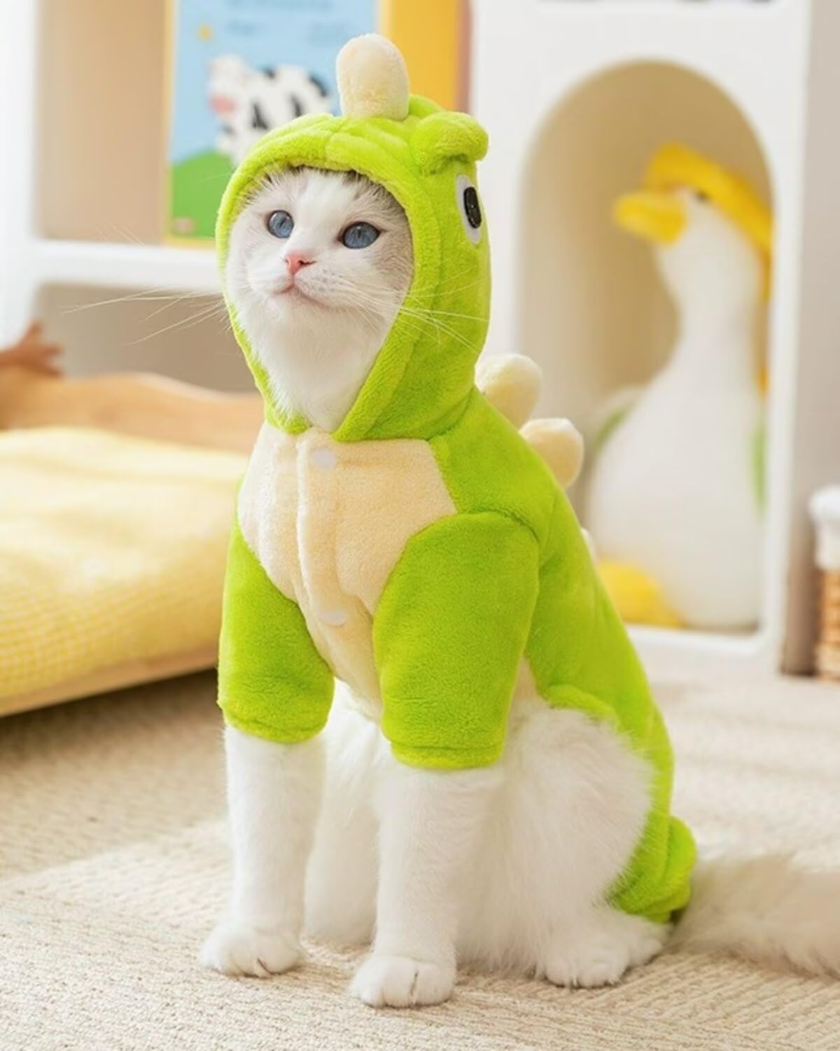 HEY POINT Flannel Cat Costume Warm Dog Hoodie Cute Dinosaur Kitten Clothing Winter Puppy Clothes Soft Pet Hoodie Pet Clothes for Small Cats Dogs Rabbits (Green, S)