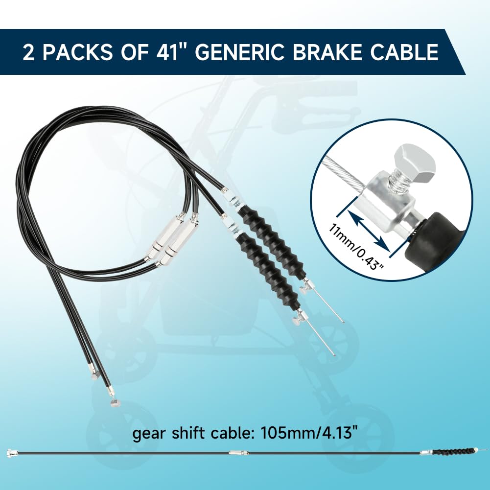 FVRITO 2 Pack 41'' Rollator Brake Cable Replacement for Drive Mobility Rolling Walker Medline Transport Knee Scooter Folding Wheelchair, Brake Cables for Most Walker Seniors Medical Accessories Parts