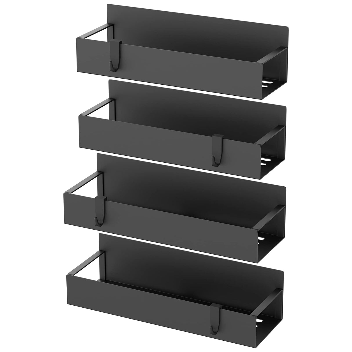 Metal 4 Pack Magnetic Spice Storage Rack Organizer for Refrigerator and Oven, Black Fridge Organizers and Storage, Metal