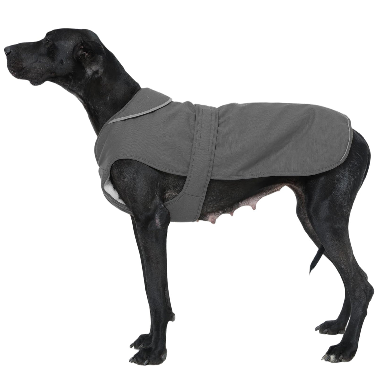 Kuoser Canvas Dog Coat, Warm Dog Jacket Reflective Fleece Pet Cold Weather Coat, Warm Doggie Clothes Waterproof Winter Vest with Zipper Leash Hole for Small Medium Large Dogs, Grey 3XL