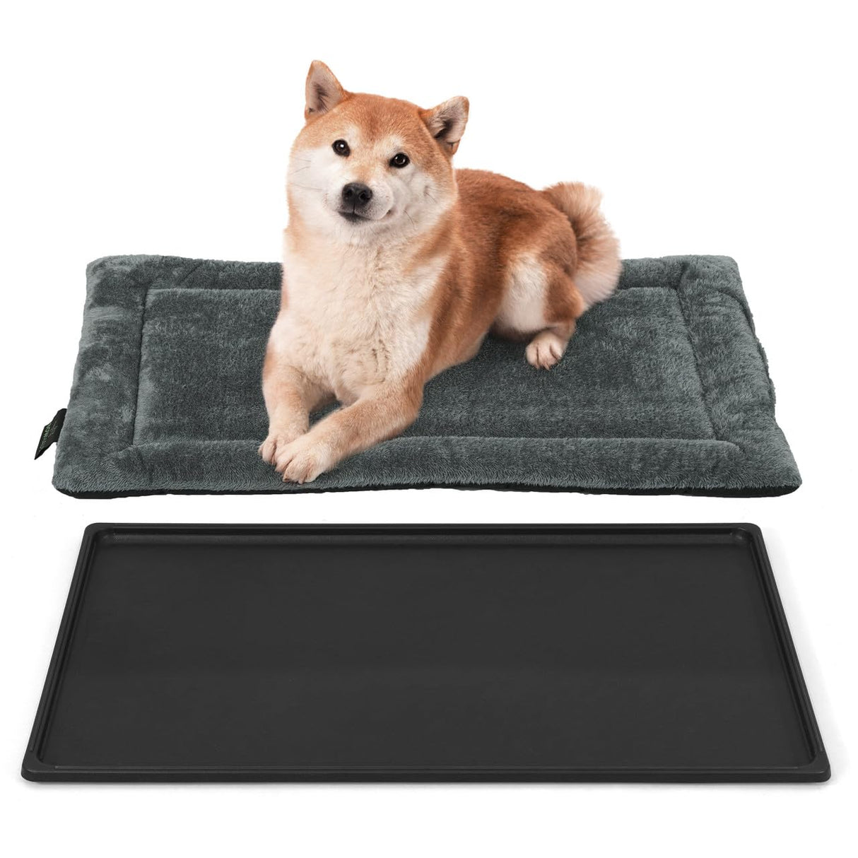 BOWHAUS Machine-Washable Dog Bed Pad & Tray for 36-Inch Kennel, Non-Slip Flat Cozy Sleeping Mat & Easy-Clean Plastic Replacement Crate Pan, Comfortable & Durable for Dogs, Rabbits, Cats, Various Pets