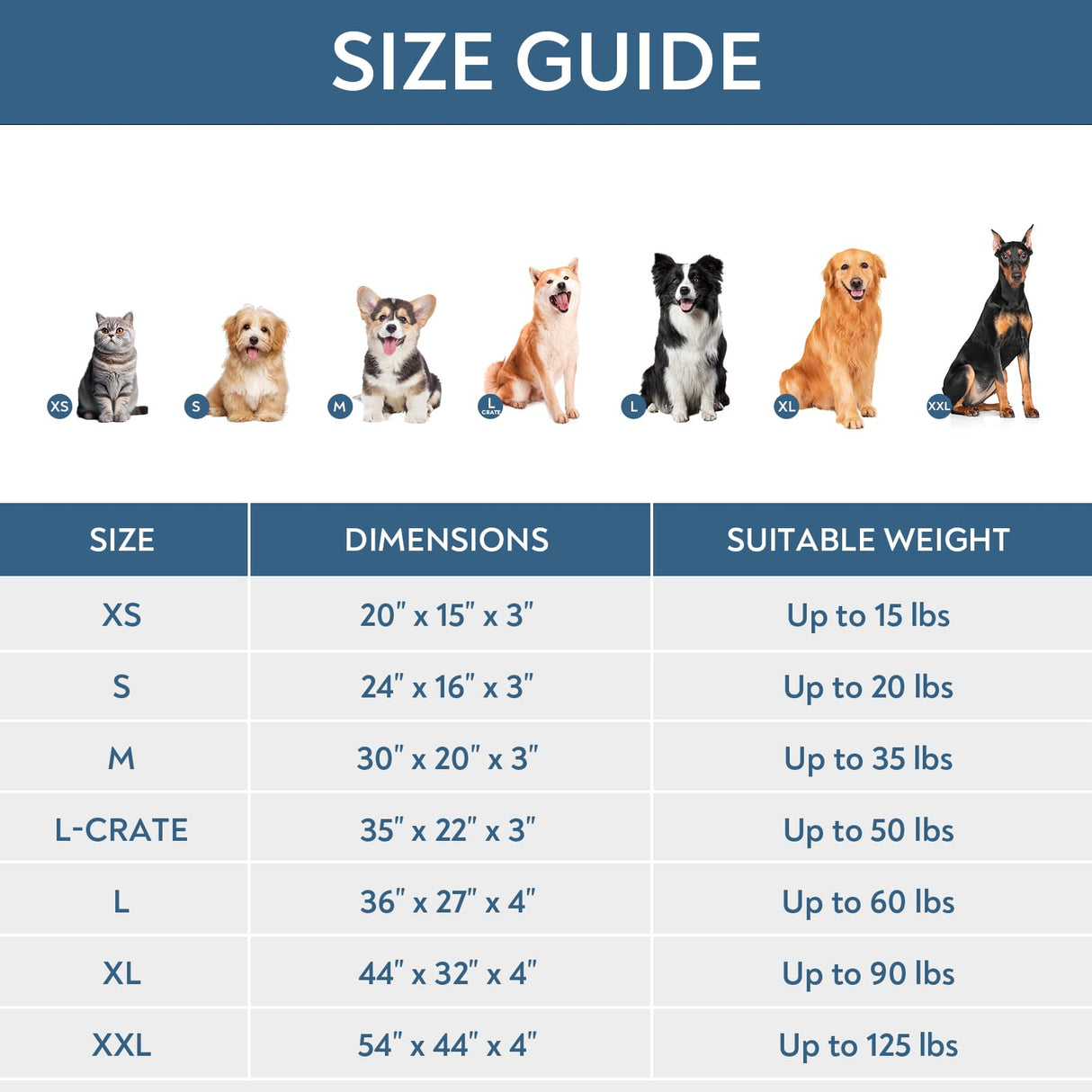 Waterproof Dog Bed Cover, Removable Dog Bed Covers Replacement Washable with Smooth Zipper, Indoor/Outdoor, Bone Print 44 x 54 x 4 Inch for Dog/Cat, Cover Only