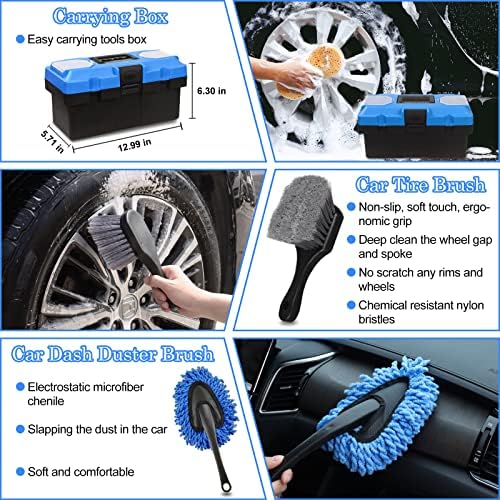 27Pcs Car Detailing Kit, Car Detailing Brush Set, Auto Detailing Drill Brush Set, Car Detailing Brushes, Car Wash Kit, Car Accessories, Car Cleaning Tools Kit for Interior, Exterior, Wheels