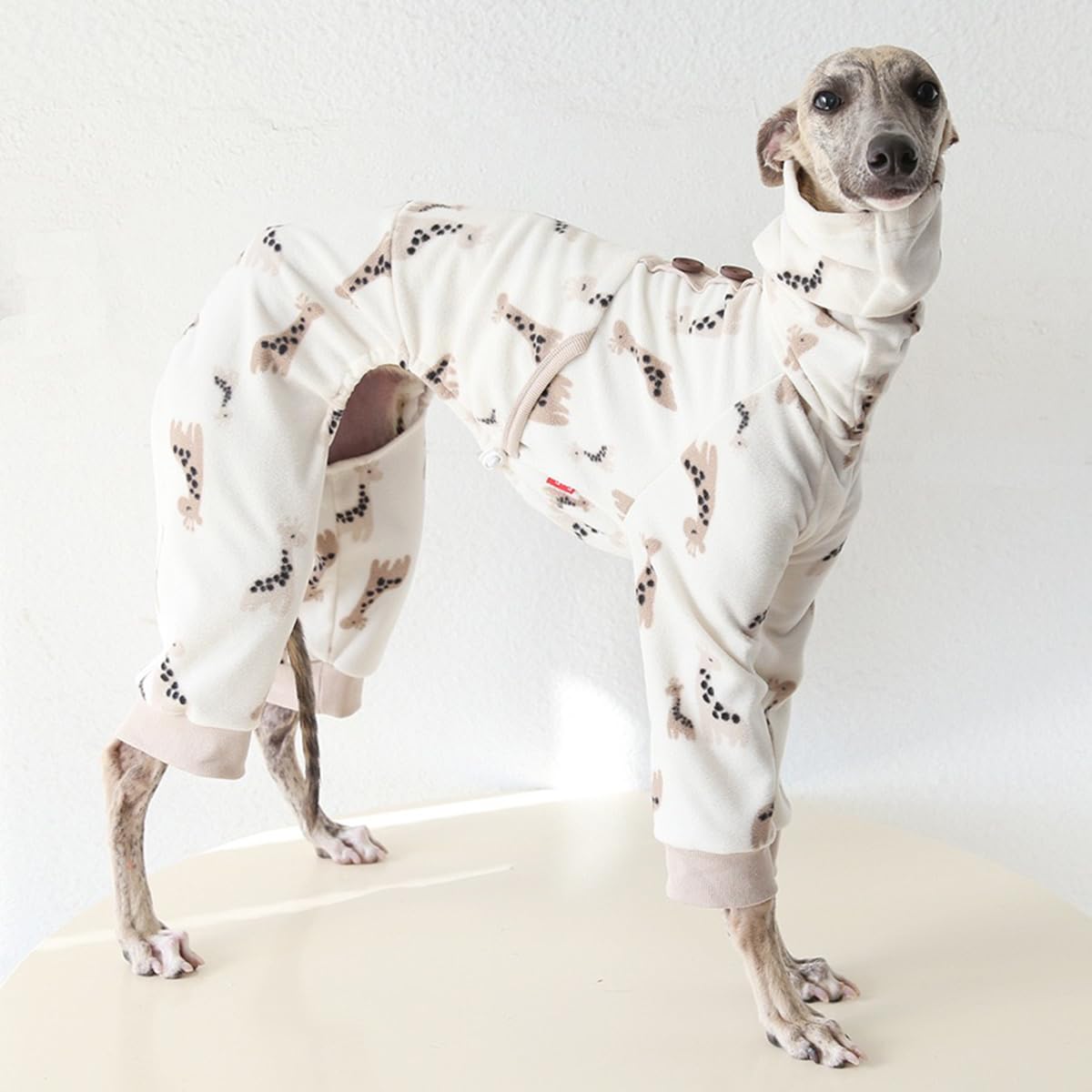 HDKUW Italian Greyhound Sweater, Polar Fleece Turtleneck Dogs Outfit Onesie Clothes, Winter Warm Nordic Dog Pajamas for Afghan Hound Whippet Borzoi Saluki Giraffe XL
