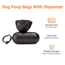 Load image into Gallery viewer, Amazon Basics Dog Poop Bags with Dispenser, 900 Count, Enhanced for Guaranteed Leakproof, Unscented, Includes Leash Clip