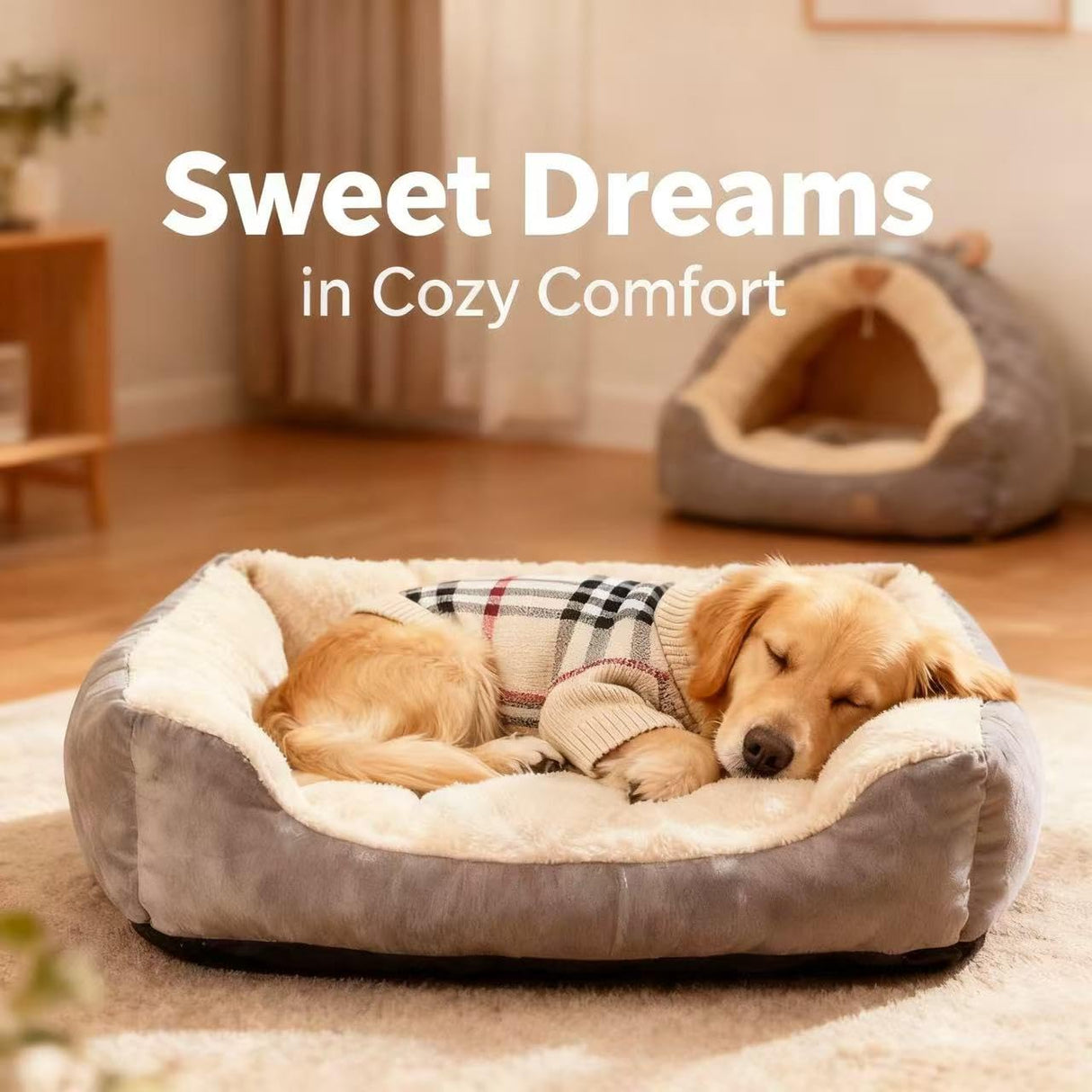 Small/Medium Dog Sweater, Warm Dog Winter Coat w/Sleeves, Comfortable High Neck & Leash Hole, Premium Dog Clothes for Golden Retriever-Best for Holidays, Daily Walks XXL Apricot