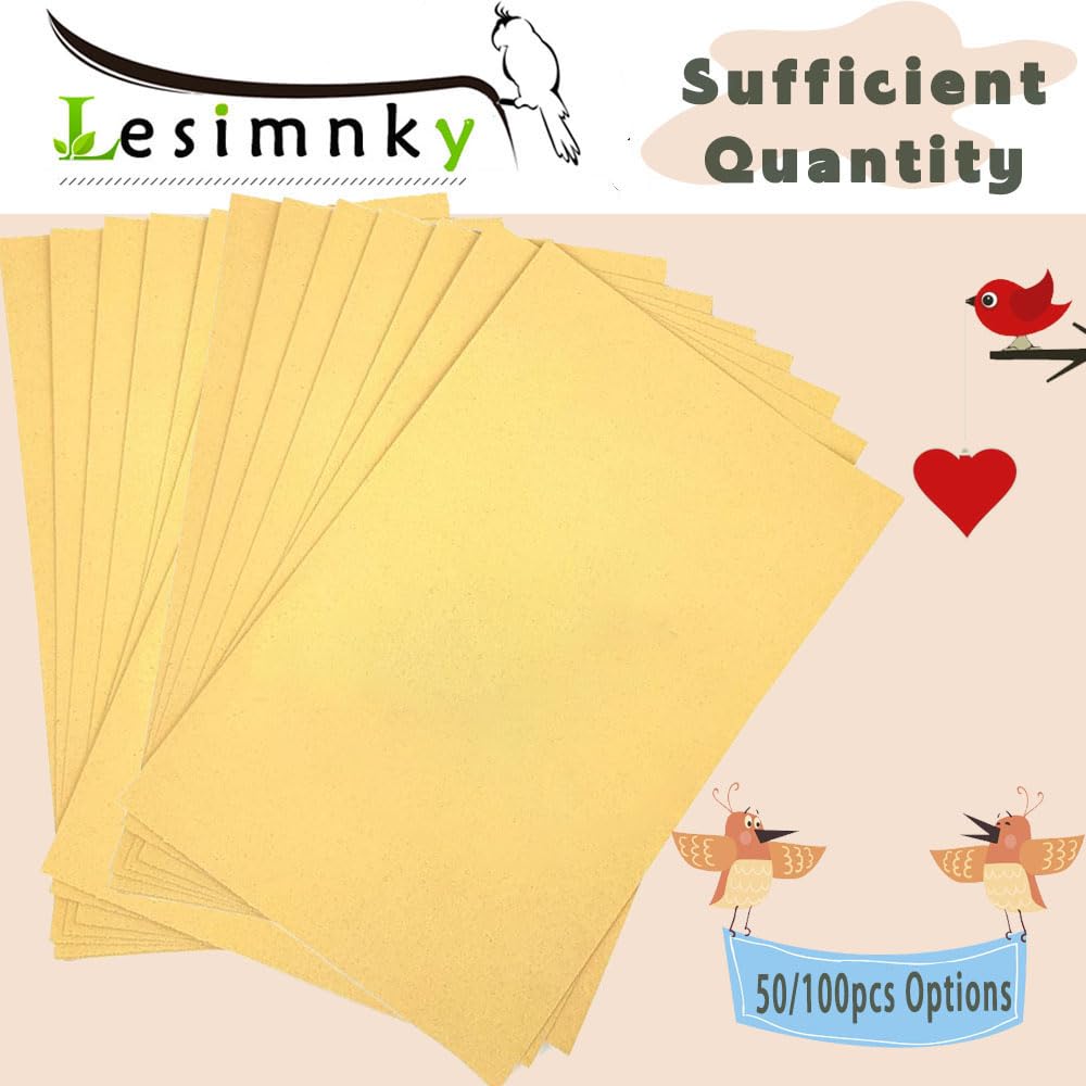 Lesimnky Bird Cage Liner 50-Pack 17β x 11β Gravel Paper Cuttable Pet Sandpaper Special for Bird Cage in Sea Sand, Easy Clean Pet Sandpaper Calcium Paper for Birdcage Parrots Cockatiels (50)