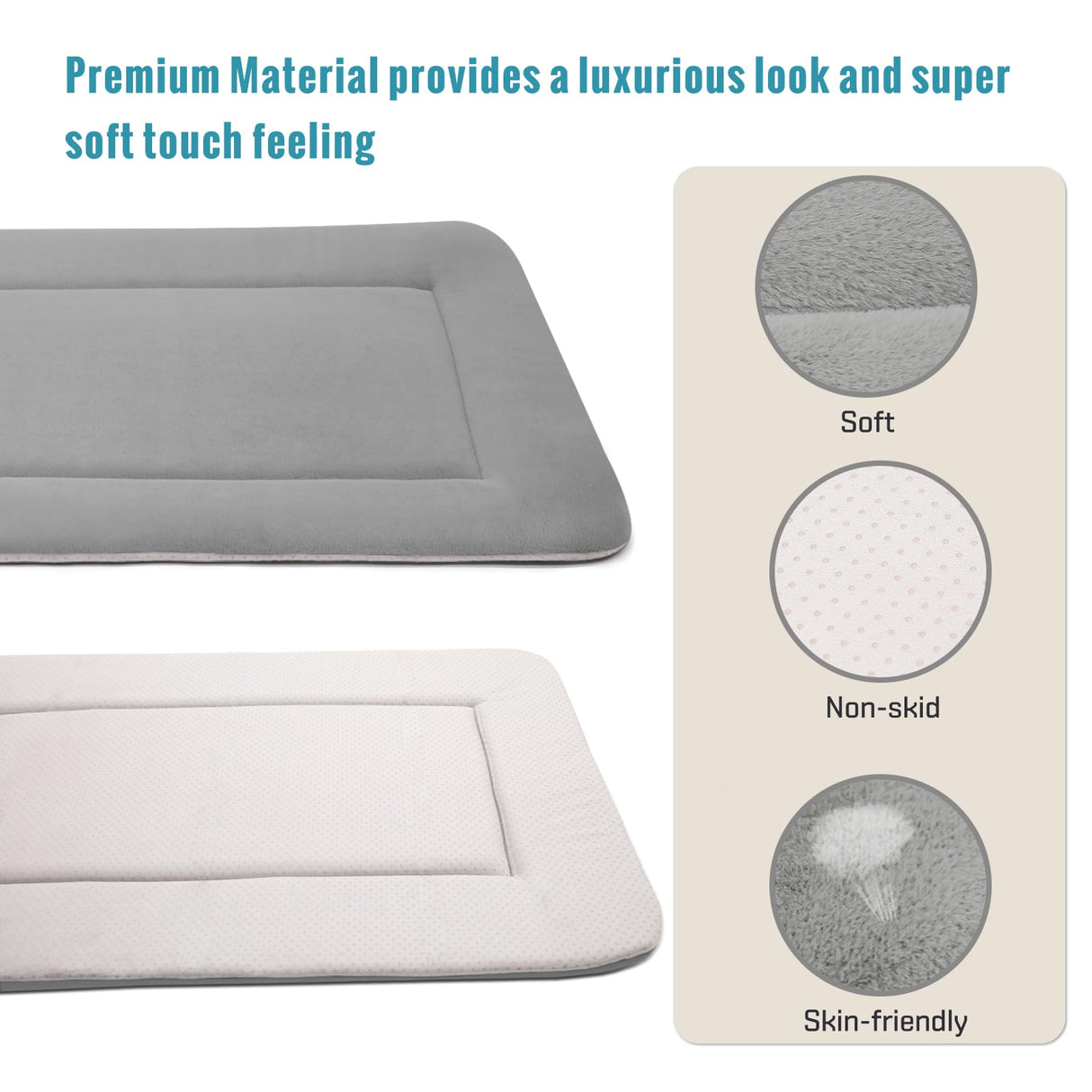 Magic Dog Extra Large Dog Bed Soft Dog Crate Pad Dog Mat, Jumbo 48 Inches Machine Washable Pet Bed Kennel Pad with Non-Slip Bottom, Gray