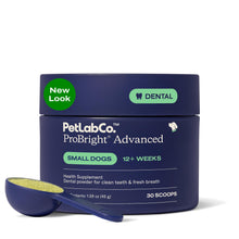 Load image into Gallery viewer, PetLab Co. ProBright Advanced Dental Powder - Dog Breath Freshener - Teeth Cleaning Made Easy – Targets Tartar & Bad Breath - Packaging May Vary - Formulated for Small Dogs