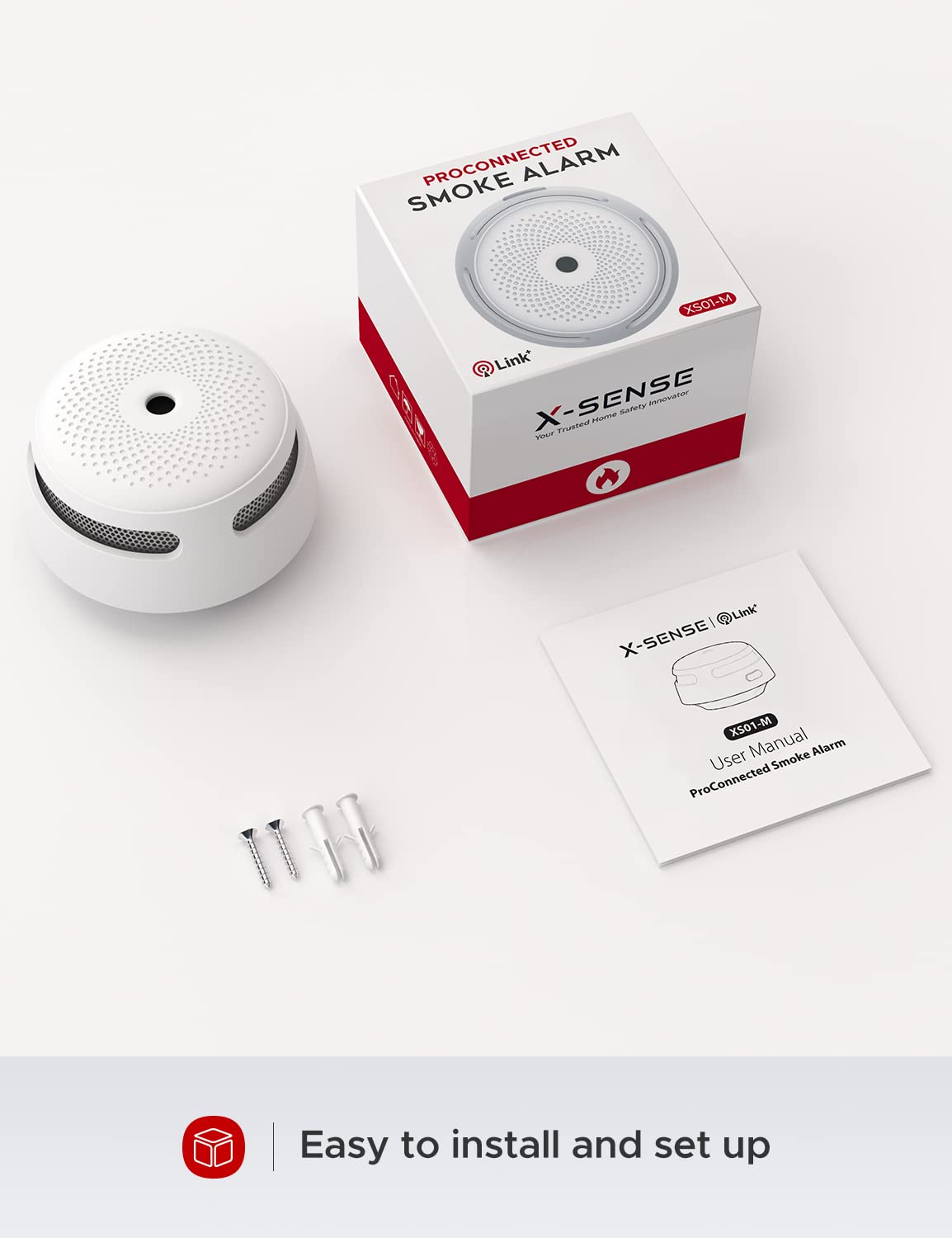 X-Sense Smart Smoke Detector XS01-M, Wi-Fi Smoke Alarm, an Accessory for FS31 Smoke Alarm Kit, Wireless Interconnected Mini Smoke Detector Fire Alarm, Model XS01-M, Single Pack