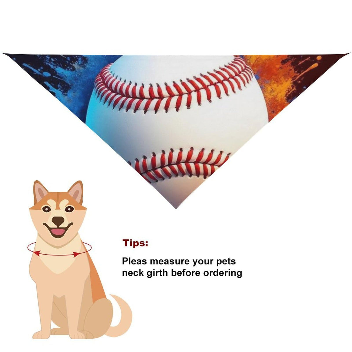 Soft Dog Bandana Kerchief Adjustable Washable Pet Scarf Triangle Bandana Paint Splash Ink Baseball