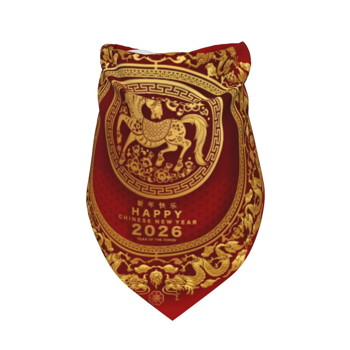 Year of The Horse 2026 Happy Chinese New Year Dog Bandanas Triangle Reversible Dog Scarf Bibs Adjustable Pet Scarves Accessories for Small Medium Dogs Pets Cats