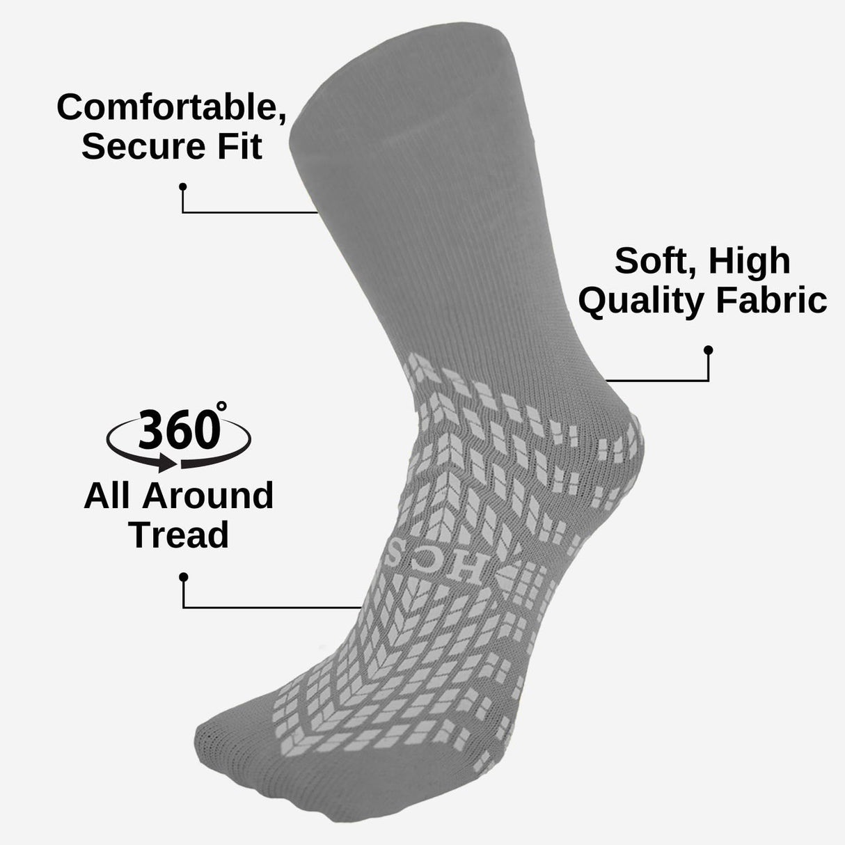 HCS Bariatric Hospital Socks with Grips for Women & Men (6 Pairs) - Non Slip Socks for Elderly/Non Skid Socks for Seniors - Fall Risk Patient Slippers (Gray, Bariatric)