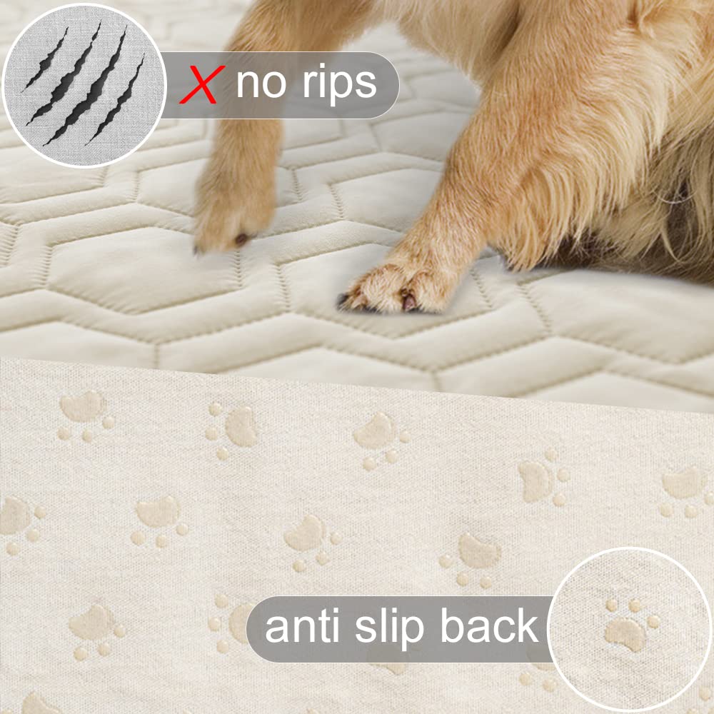 Tcksstex Waterproof and Anti-Slip Dog Bed Cover and Pet Blanket Sofa Pet Bed Mat ,car Incontinence Mattress Protectors Furniture Couch Cover for Most Cats Dogs, Pets(68x82- Ivory)