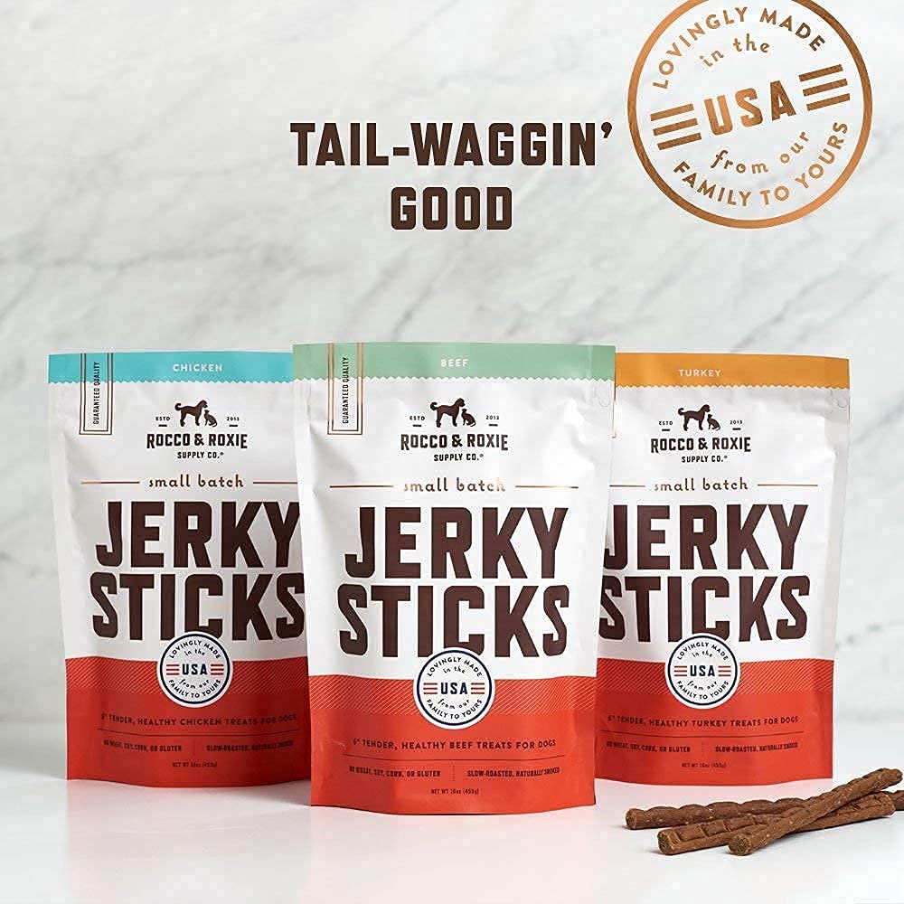 Rocco & Roxie Beef Jerky Dog Treats 1 lb | Soft Training Snacks Made in USA | High Value Beef Jerky for Dogs, Small, Large Breeds, Seniors, and Puppies | Natural Chews for Rewarding Good Behavior