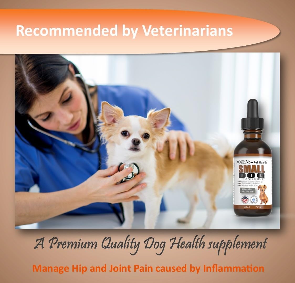NODENS Small Dog Hip and Joint Liquid Glucosamine for Dogs – Small Dog Joint Supplement for Senior Dog Pain Relief Anti-inflammatory for Improved Joint Flexibility & Mobility 2oz