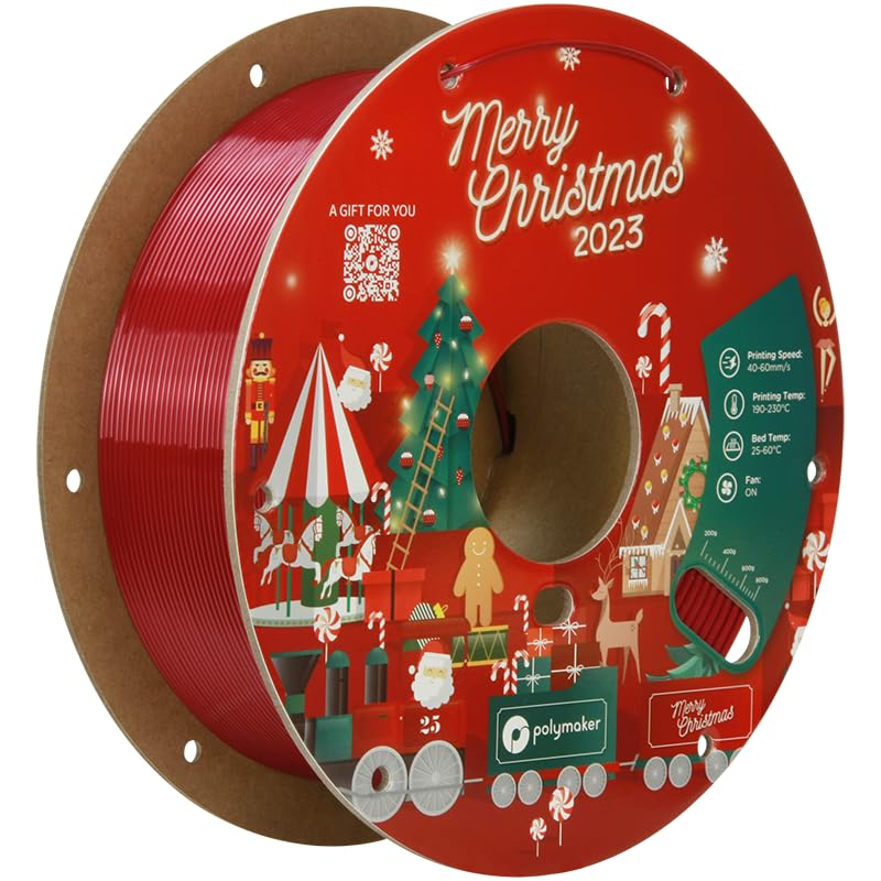 Polymaker PLA Filament 1.75mm Limited Edition 2023 Christmas Bundle, 3x1kg Silk PLA 3D Printer Filament, Print Some Christmas Gifts and Decorations (Velvet Red, Cometβs Green, Champagne Gold)