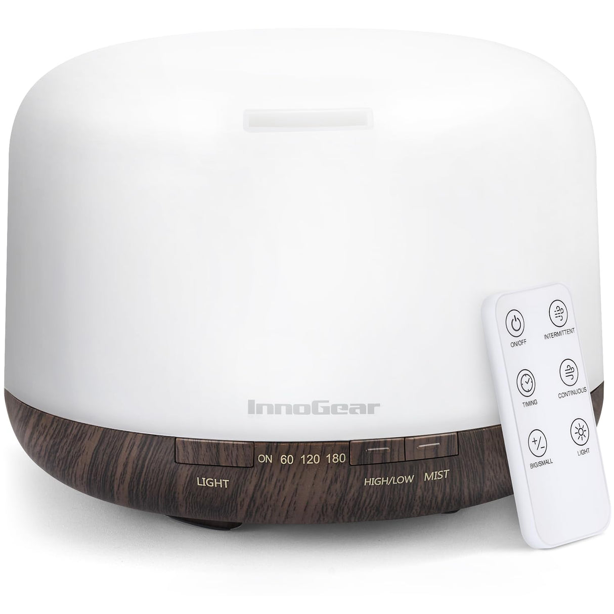 InnoGear 500ml Essential Oil Diffuser with Remote Control, Premium Ultrasonic Aromatherapy Diffusers Scent Humidifier Vaporizer Auto-Off Timer for Large Room Home, Brown