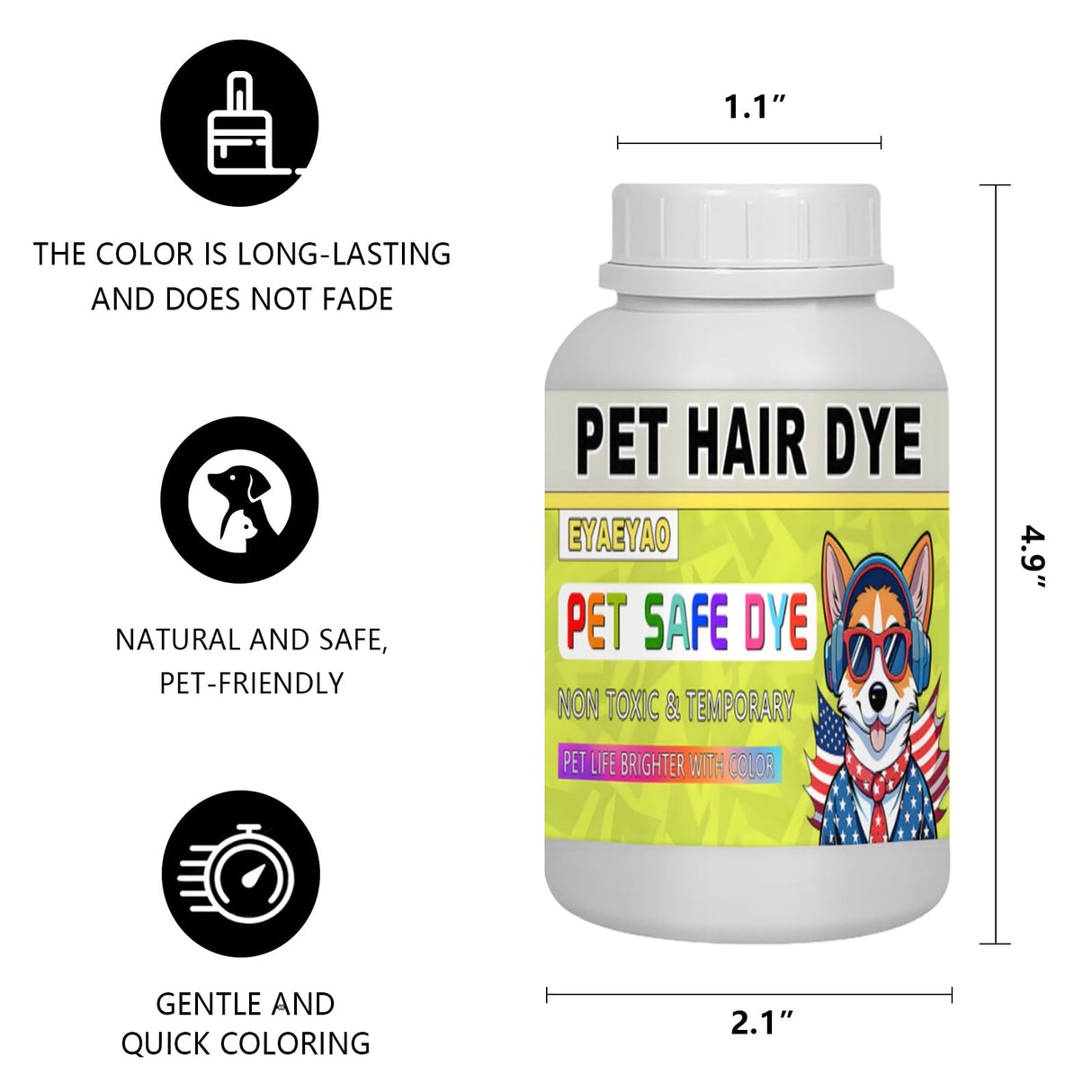 Eyaeyao Blue Dog Hair Dye, 7 Fl Oz (250 ml) Pet Safe Dye, Pet Grooming, Permanent Pet Hair Dye Stain, Safely Used, Dog Grooming, Pet Dye Bright Color for All Pets Fur Dye (Blue, 7 Fl Oz (250 ml))