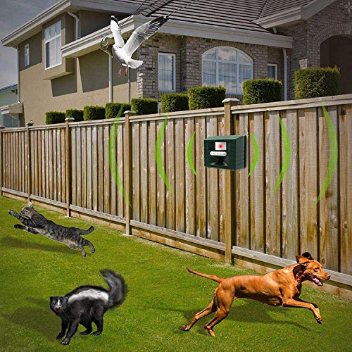 ASPECTEK Yard Sentinel Ultrasonic Animal Repellent, Waterproof Ultrasonic Cat Fox Repeller with Motion Detector, Pet Dog Deterrent, Rabbit Rat Scare for Garden Yard Field Farm, 4 Key Remote (UK Plug)
