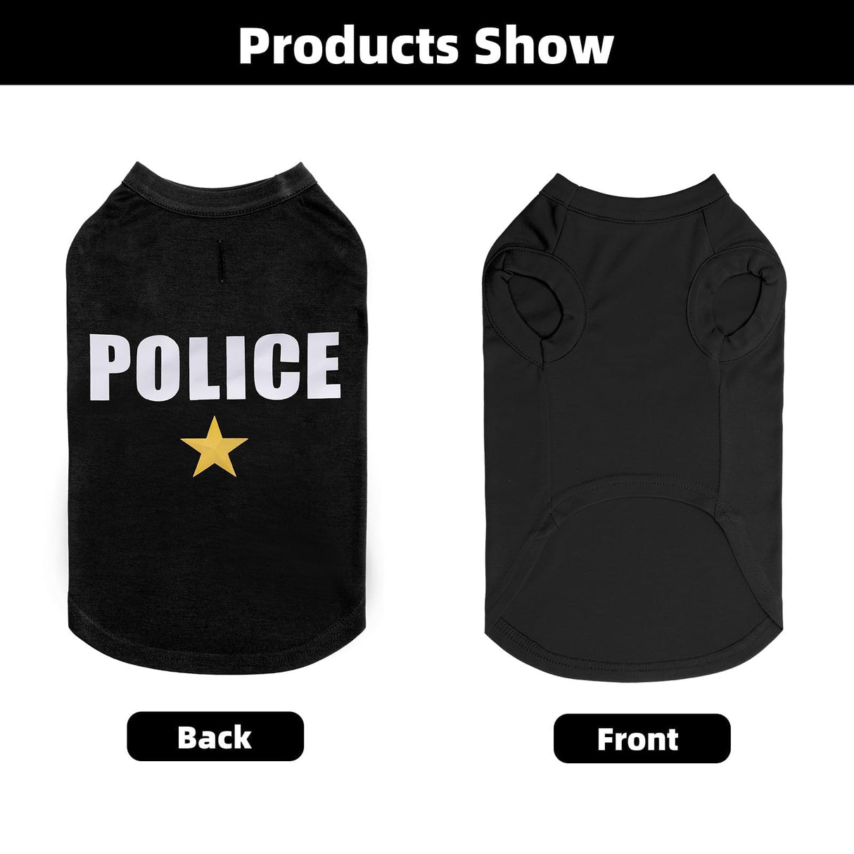 BINGPET Police Dog Shirts,Soft Cotton Puppy Tshirt,Breathable Lightweight Dog Costumes Tank Top Vest,Machine Washable Stretchy Clothes for Small Medium Large Dogs Boy Girl