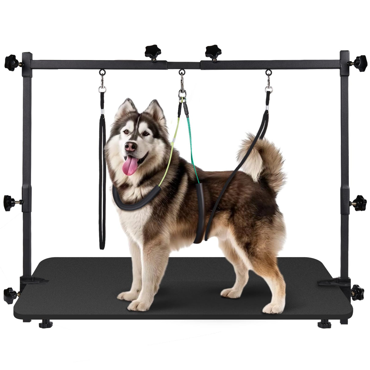 SUNMCCN Dog Grooming Table Arm - Adjustable 35"" Height, 32""-47"" Width, Dog Grooming Arm with Clamp and No-Sit Haunch Holders - Perfect for Medium & Large Pets