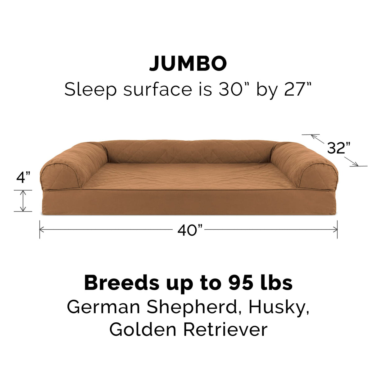 Furhaven Replacement Dog Bed Cover Quilted Sofa-Style, Machine Washable - Toasted Brown, Jumbo (X-Large)