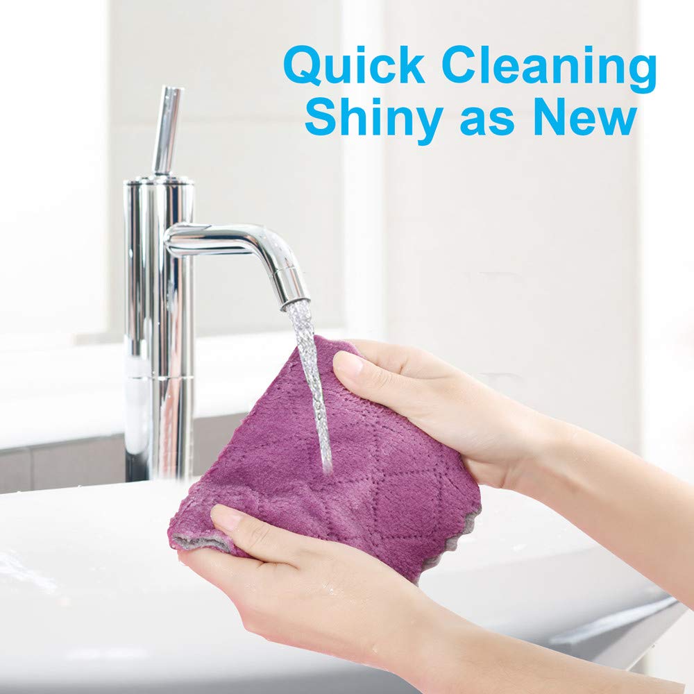 12PCS Kitchen Towels Dish Cloths, Reusable Cleaning Rags 10x6in