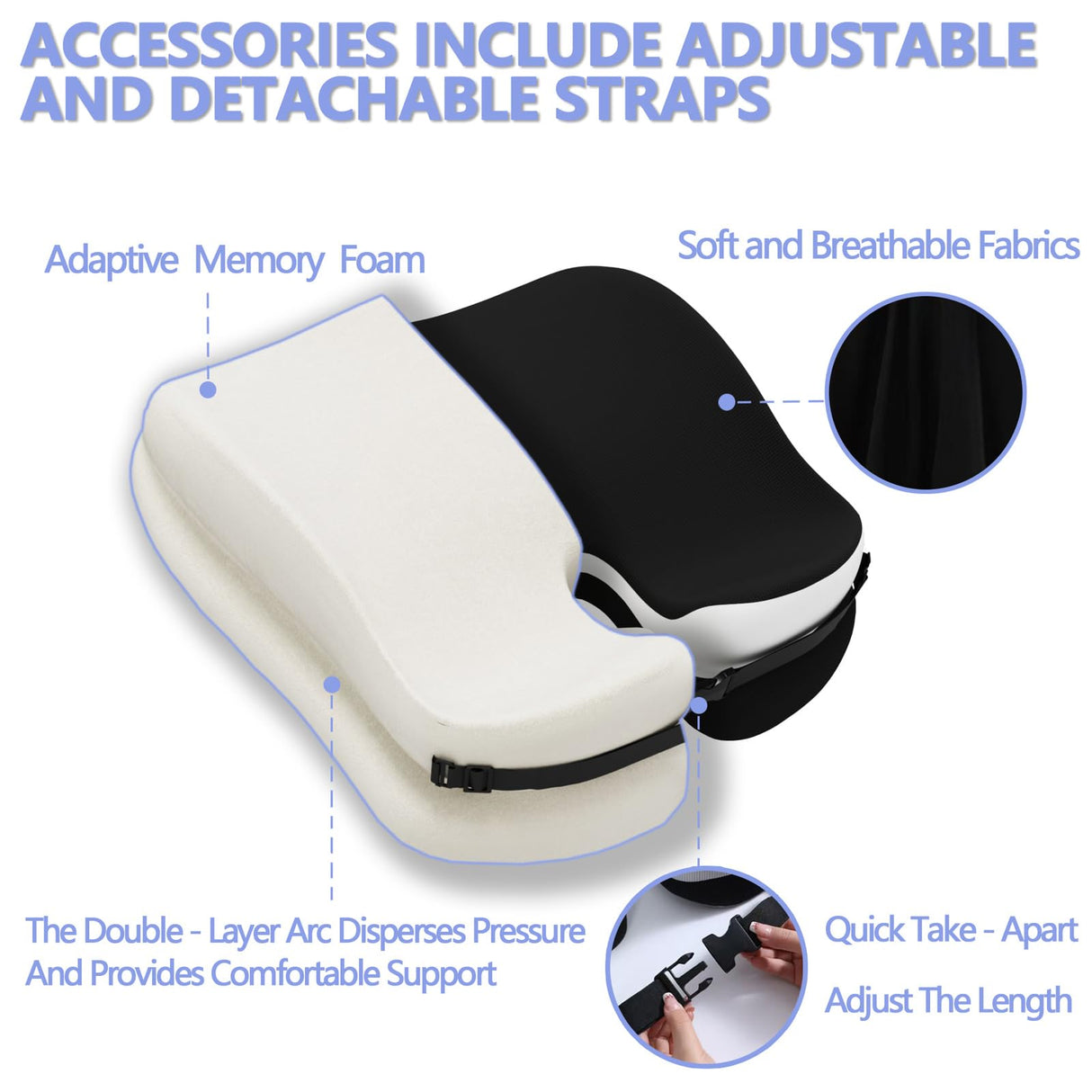 Seat Cushions for Office Chairs Wheelchair Cushion for Long Sitting Back Pain,Coccyx Cushion for Tailbone Pain Relief Cushion Office Chair Butt Pillow,Memory Foam Seat Car Computer Desk Chair Cushion