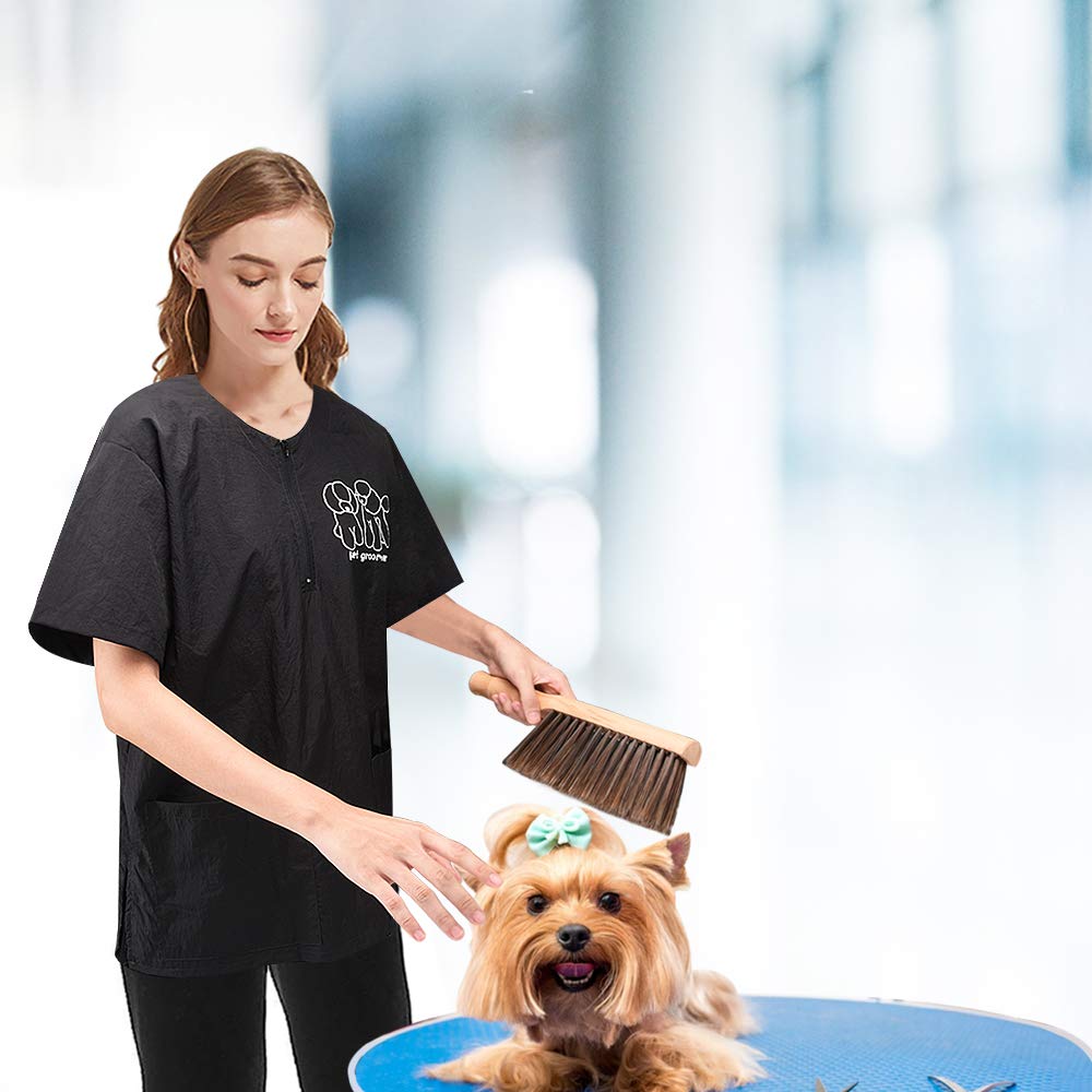 Noverlife Short Sleeves Pet Grooming Smock with 2 Pockets, M Size, Splash Proof Anti-Static Pets Beautician Work Clothes, Dog Cat Groomer Cosmetologist Uniforms for Pet Shop Men Women