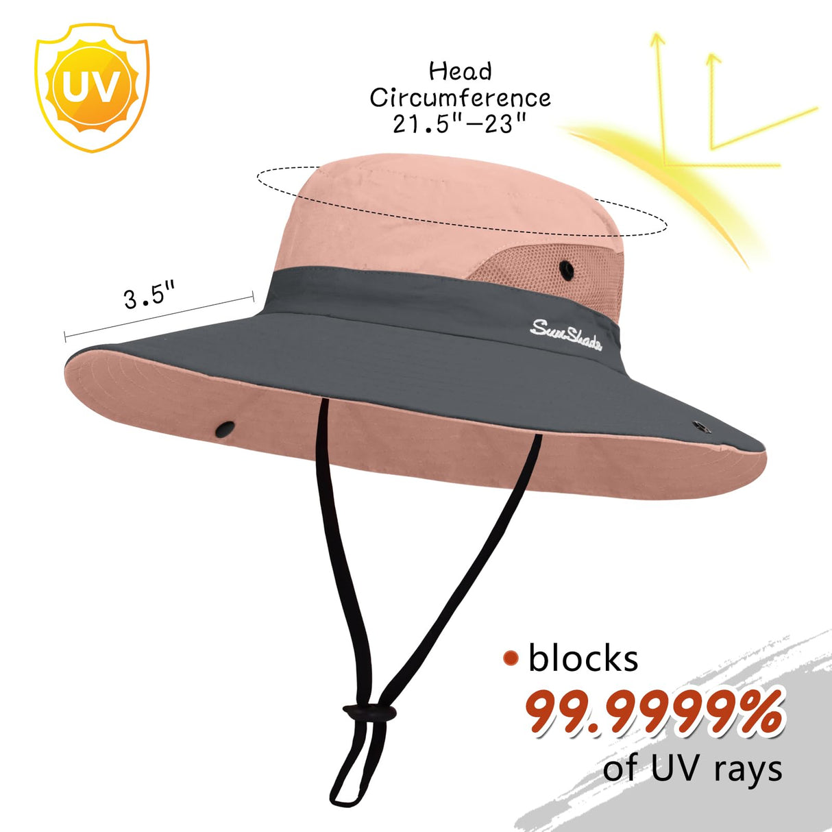 ZOORON 1 Pack Women's Ponytail Safari Sun Hat,Wide Brim UV Protection Outdoor Bucket Hat,Foldable Beach Summer Fishing Hat